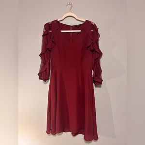 RW & Co maroon sheer lace dress